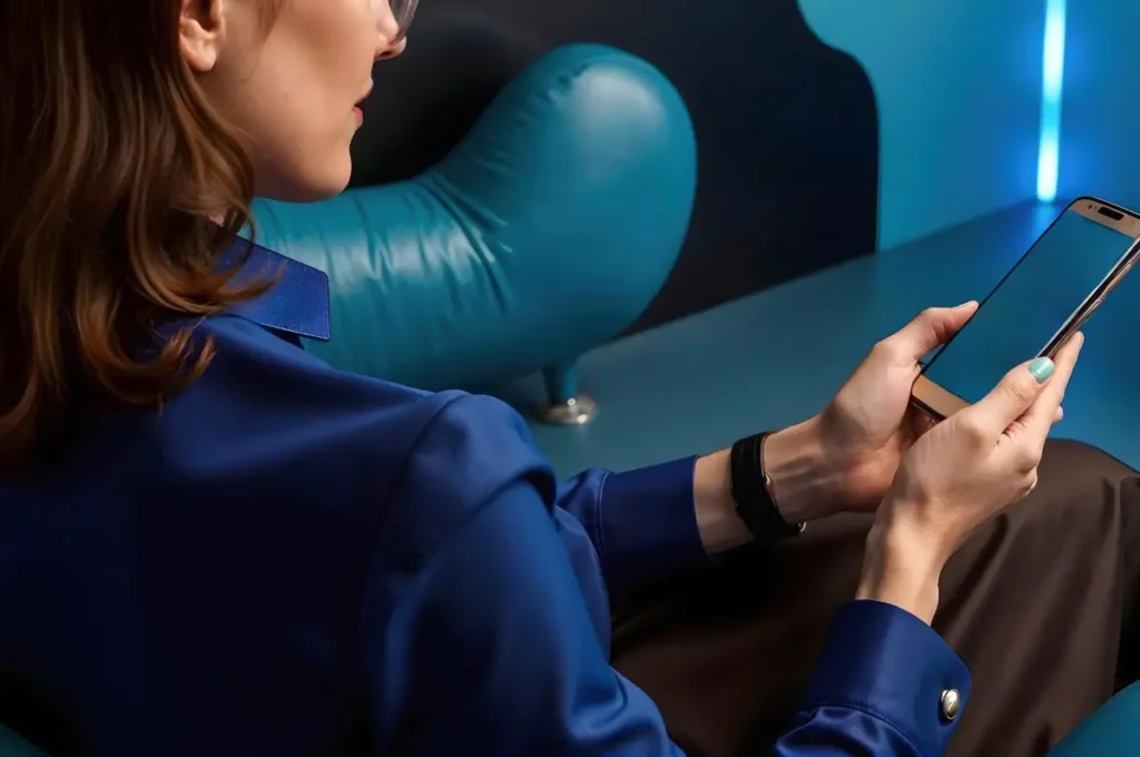 mujer hablando con chatbot para seguros